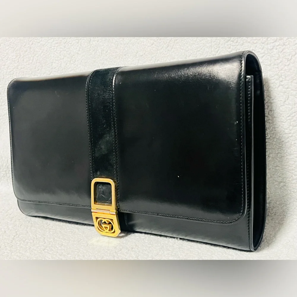 Gucci Vintage Interlocking GG Black Clutch/Crossbody Bag - Picture 12 of 15